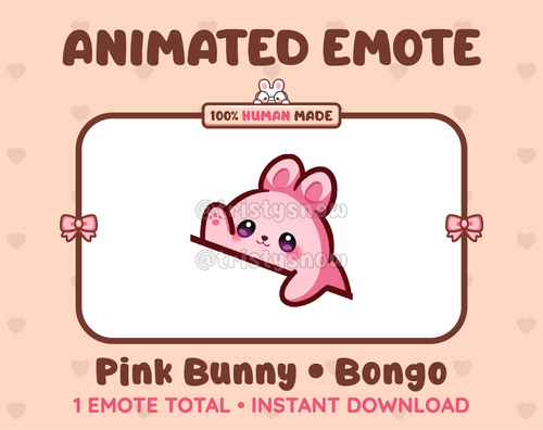 Pink Bunny emote preview displaying a cute pink bunny bongo emote.