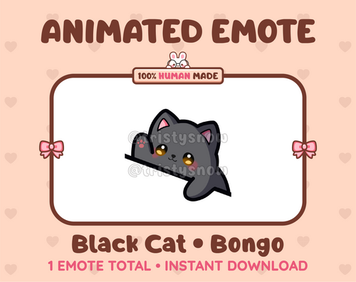 Black Cat emote preview displaying a cute black cat bongo emote.