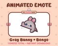 Gray Bunny emote preview displaying a cute gray bunny bongo emote.