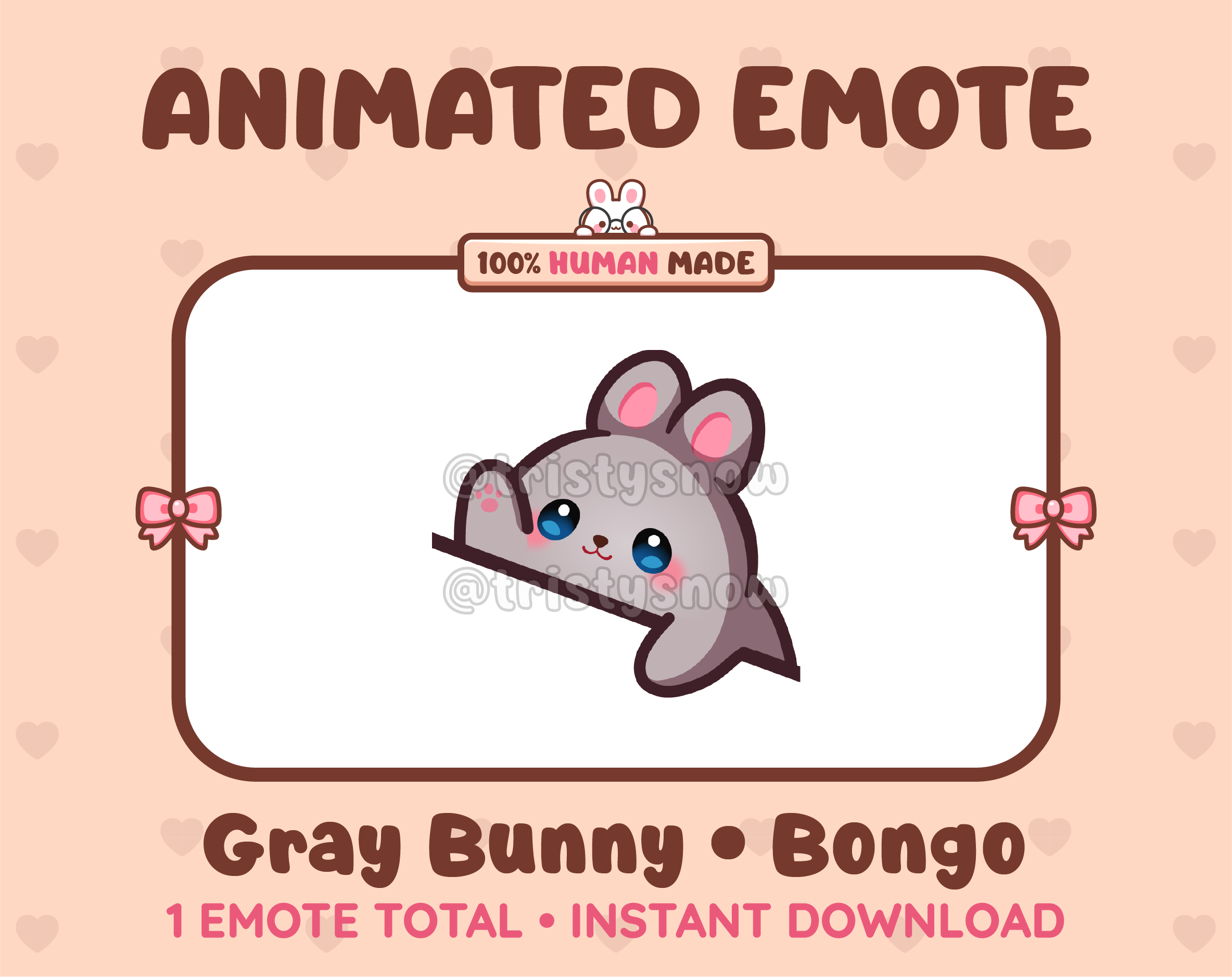 Gray Bunny emote preview displaying a cute gray bunny bongo emote.