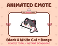 Black & White Cat emote preview displaying a cute black & white cat bongo emote.