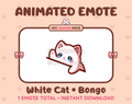White Cat emote preview displaying a cute white cat bongo emote.