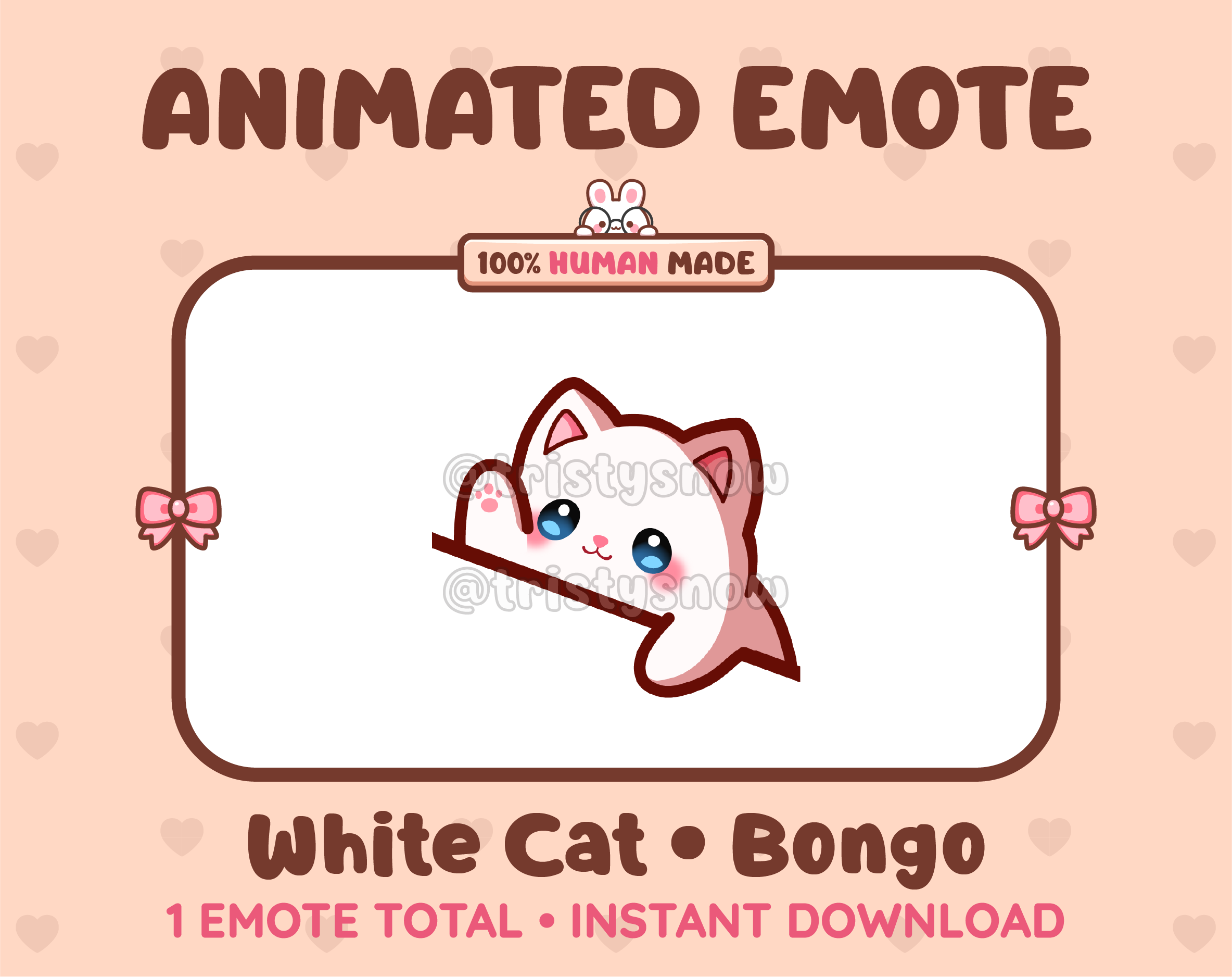 White Cat emote preview displaying a cute white cat bongo emote.