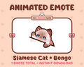 Siamese Cat emote preview displaying a cute siamese cat bongo emote.