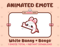 White Bunny emote preview displaying a cute white bunny bongo emote.