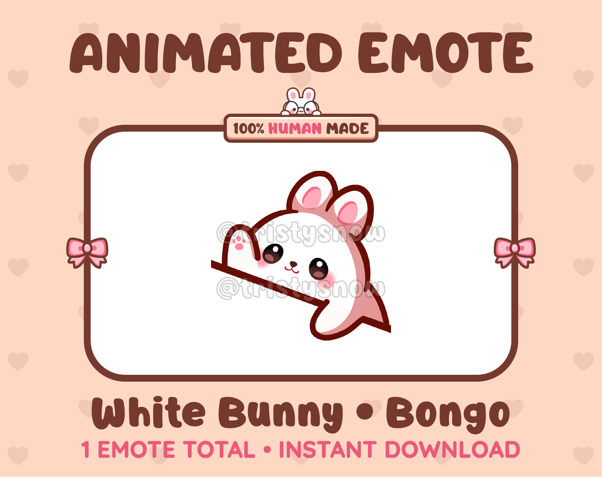 White Bunny emote preview displaying a cute white bunny bongo emote.