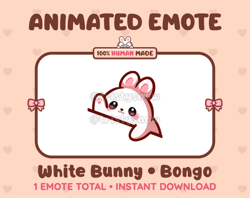 White Bunny emote preview displaying a cute white bunny bongo emote.