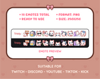 White Cat Twitch emote pack preview displaying all 10 emotes with format and size information.