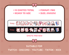 White Cat Twitch emote pack preview displaying all 10 emotes with format and size information.