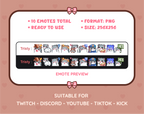 Gray Hamster Twitch emote pack preview displaying all 10 emotes with format and size information.