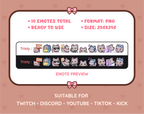 Gray Tabby Cat Twitch emote pack preview displaying all 10 emotes with format and size information.