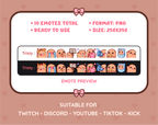 Potato Twitch emote pack preview displaying all 10 emotes with format and size information.