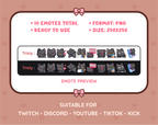 Black Cat Twitch emote pack preview displaying all 10 emotes with format and size information.