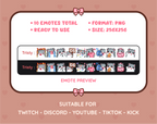 Gray Hamster Twitch emote pack preview displaying all 10 emotes with format and size information.