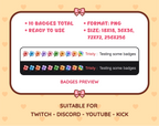 Four Leaf Clover Twitch sub badge pack preview displaying all 10 subscriber badges with format and size information.