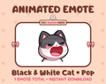 Black & White Cat emote preview displaying a cute black & white cat pop emote.