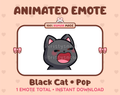 Black Cat emote preview displaying a cute black cat pop emote.
