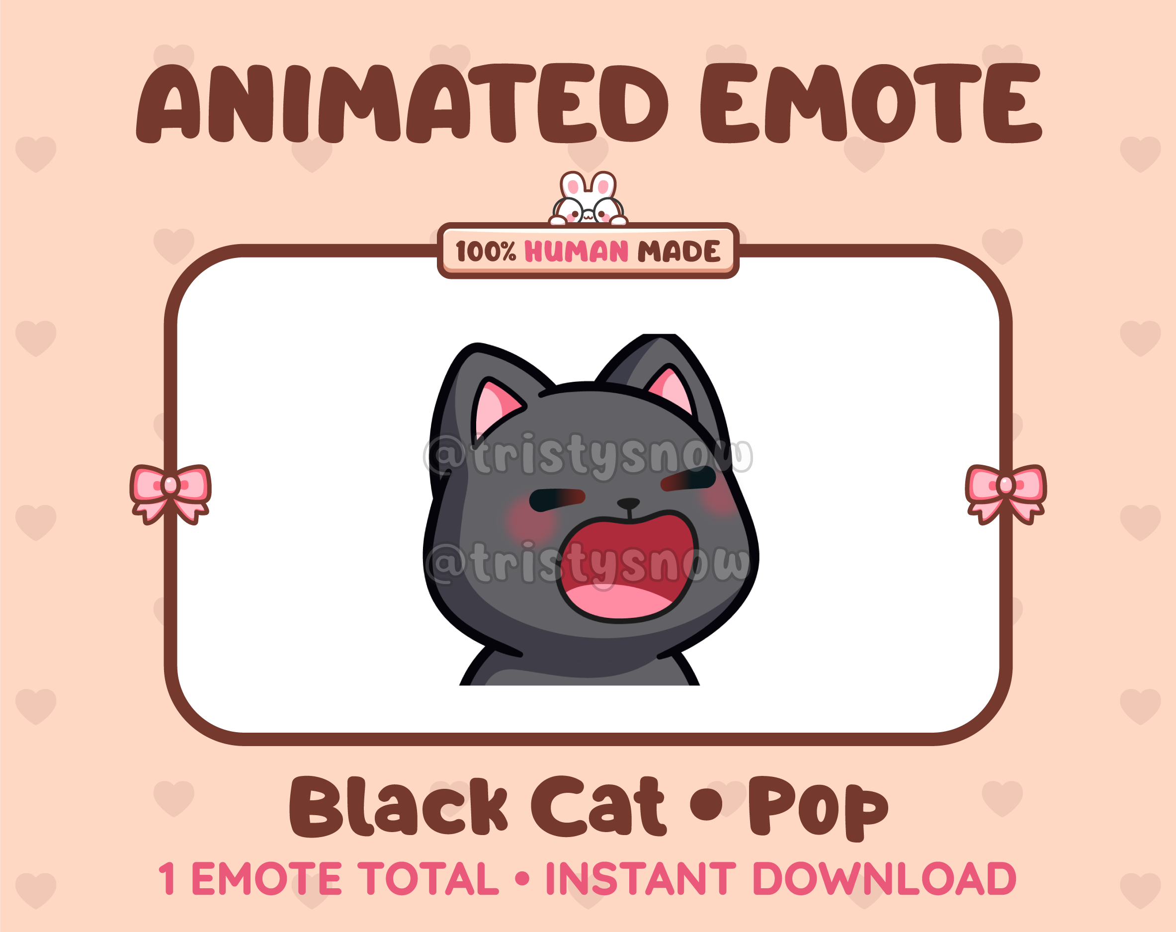 Black Cat emote preview displaying a cute black cat pop emote.