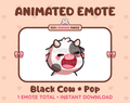 Black Cow emote preview displaying a cute black cow pop emote.