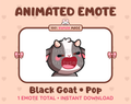 Black Goat emote preview displaying a cute black goat pop emote.