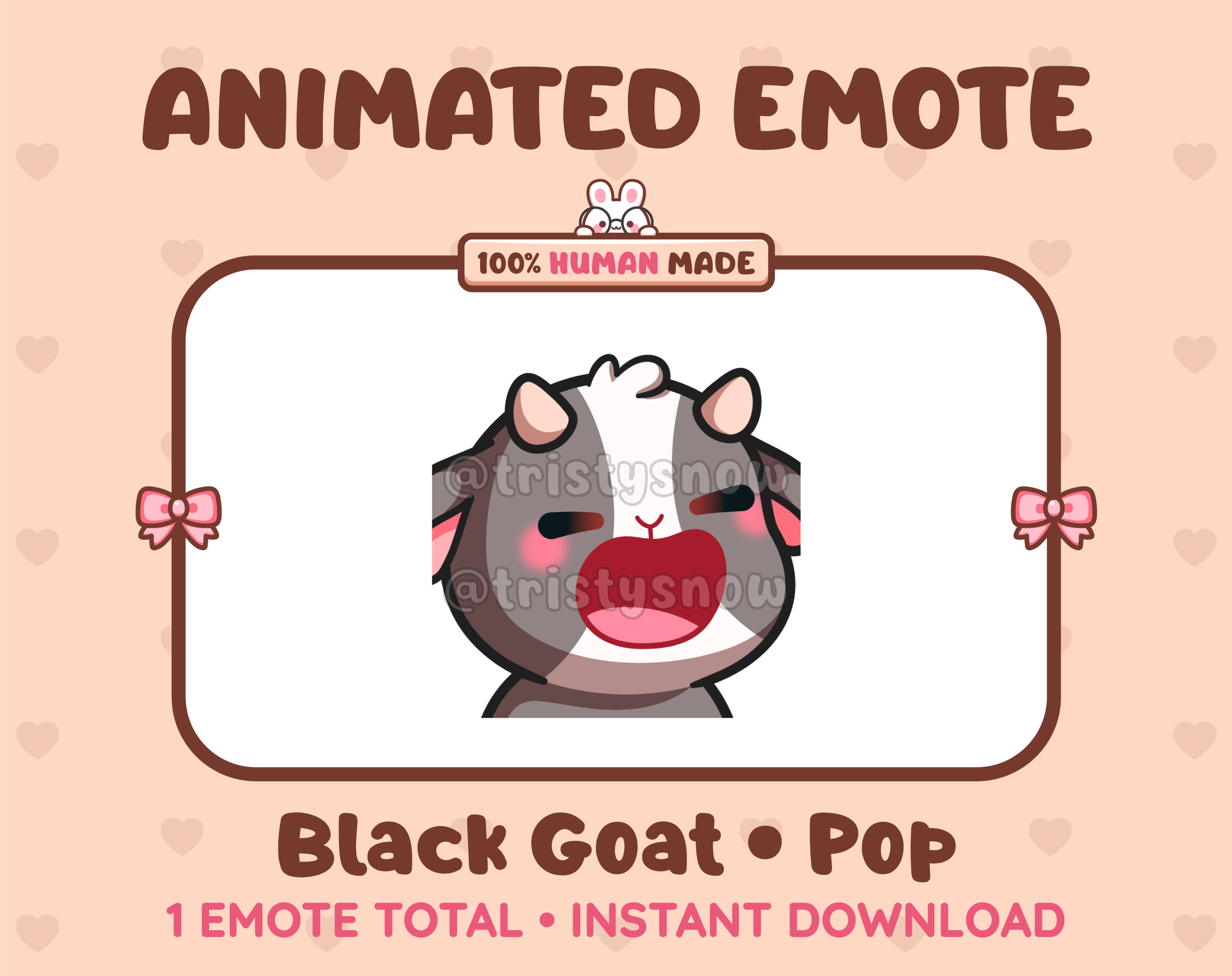Black Goat emote preview displaying a cute black goat pop emote.