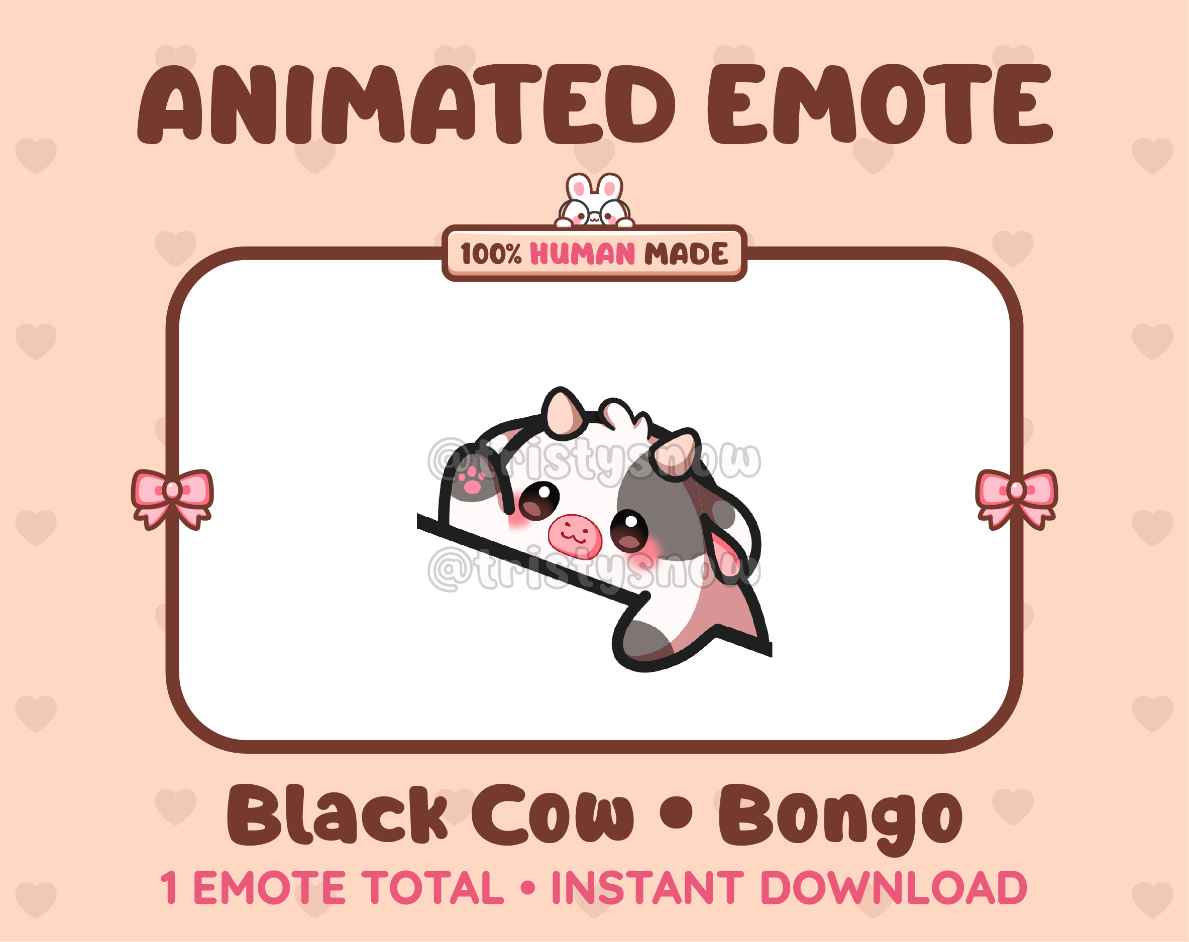 Black Cow emote preview displaying a cute black cow bongo emote.