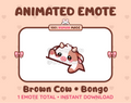 Brown Cow emote preview displaying a cute brown cow bongo emote.