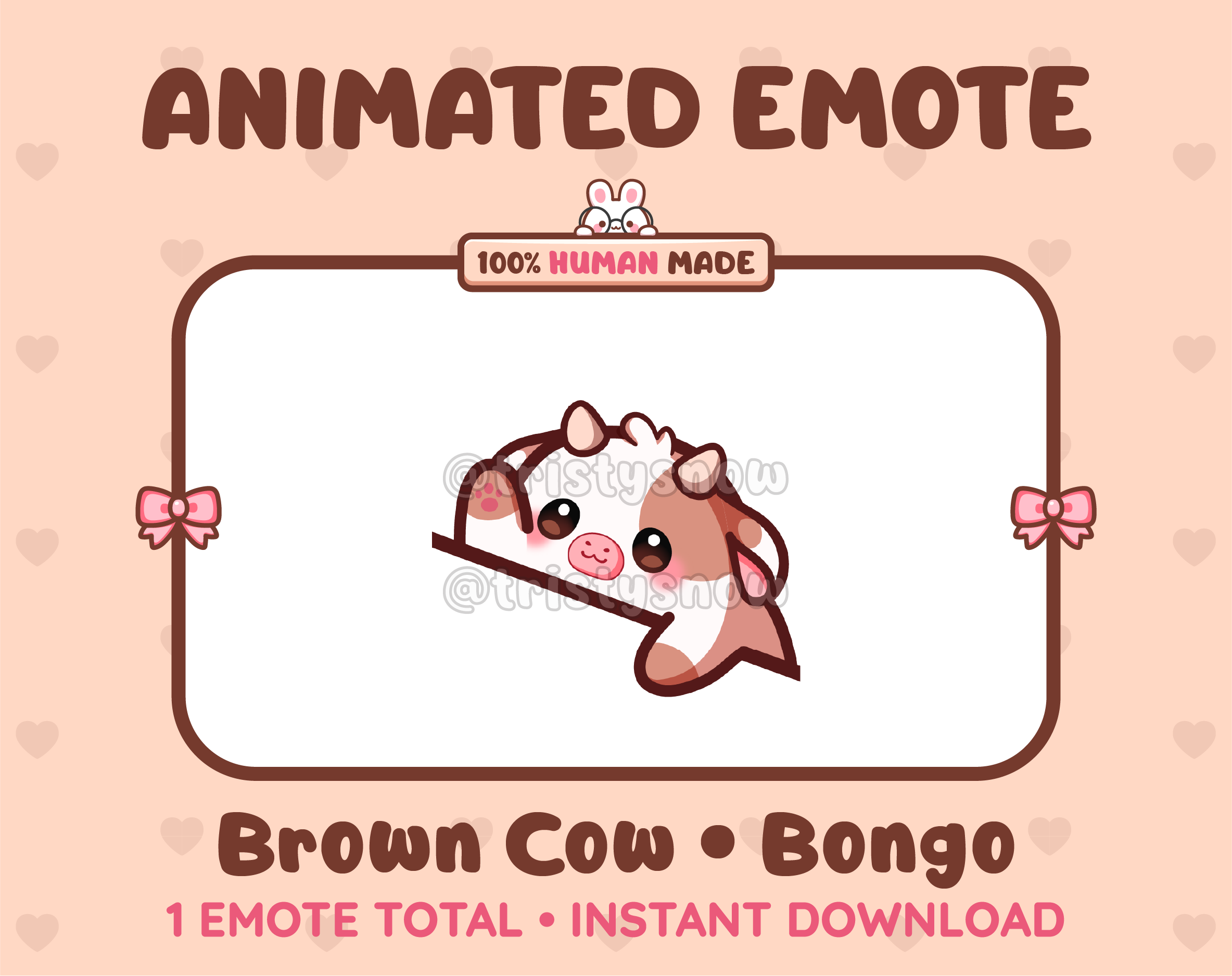 Brown Cow emote preview displaying a cute brown cow bongo emote.