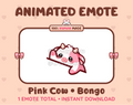 Pink Cow emote preview displaying a cute pink cow bongo emote.