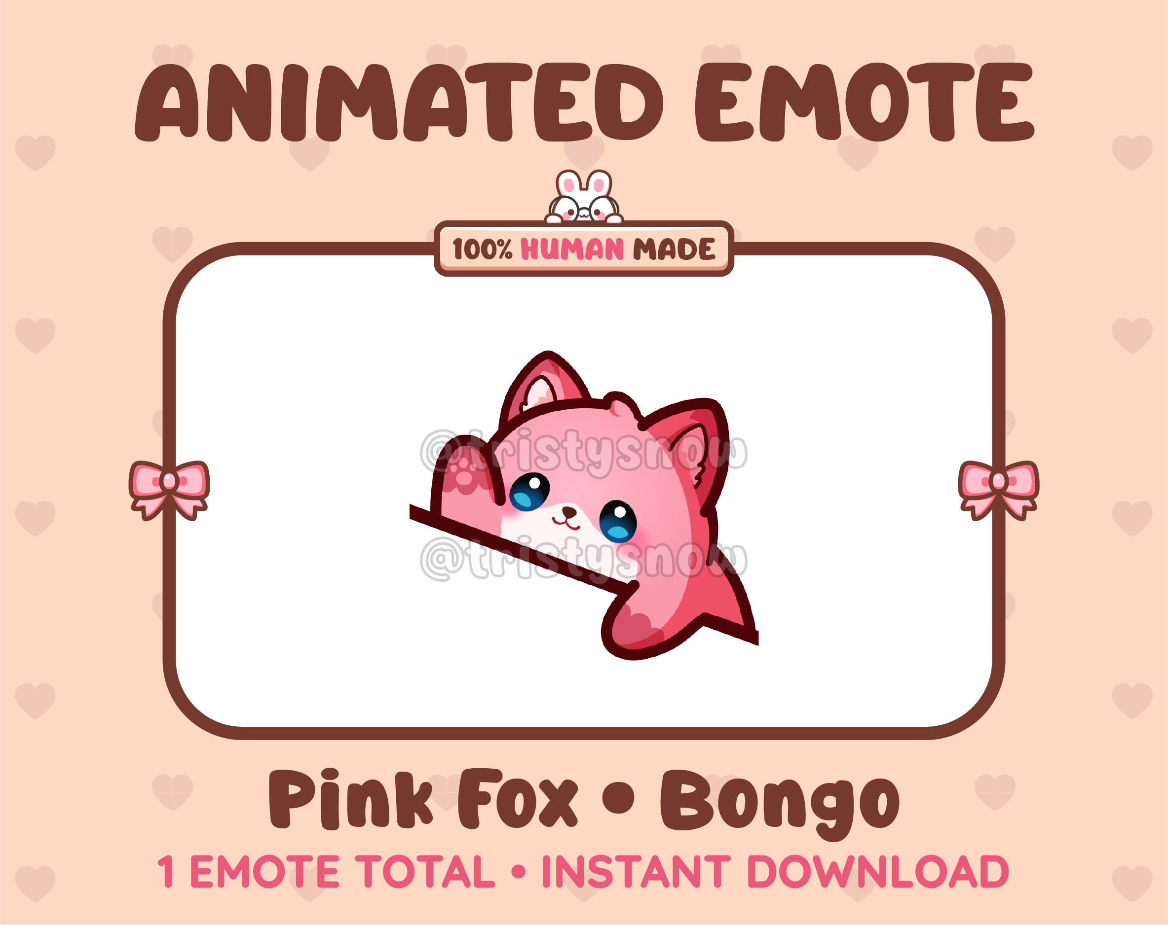 Pink Fox emote preview displaying a cute pink fox bongo emote.