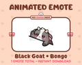 Black Goat emote preview displaying a cute black goat bongo emote.