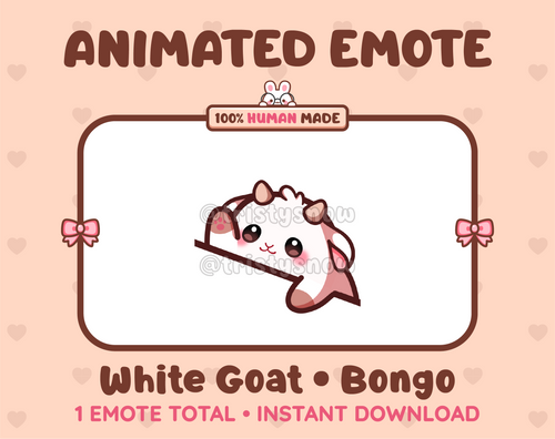 White Goat emote preview displaying a cute white goat bongo emote.