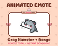 Gray Hamster emote preview displaying a cute gray hamster bongo emote.