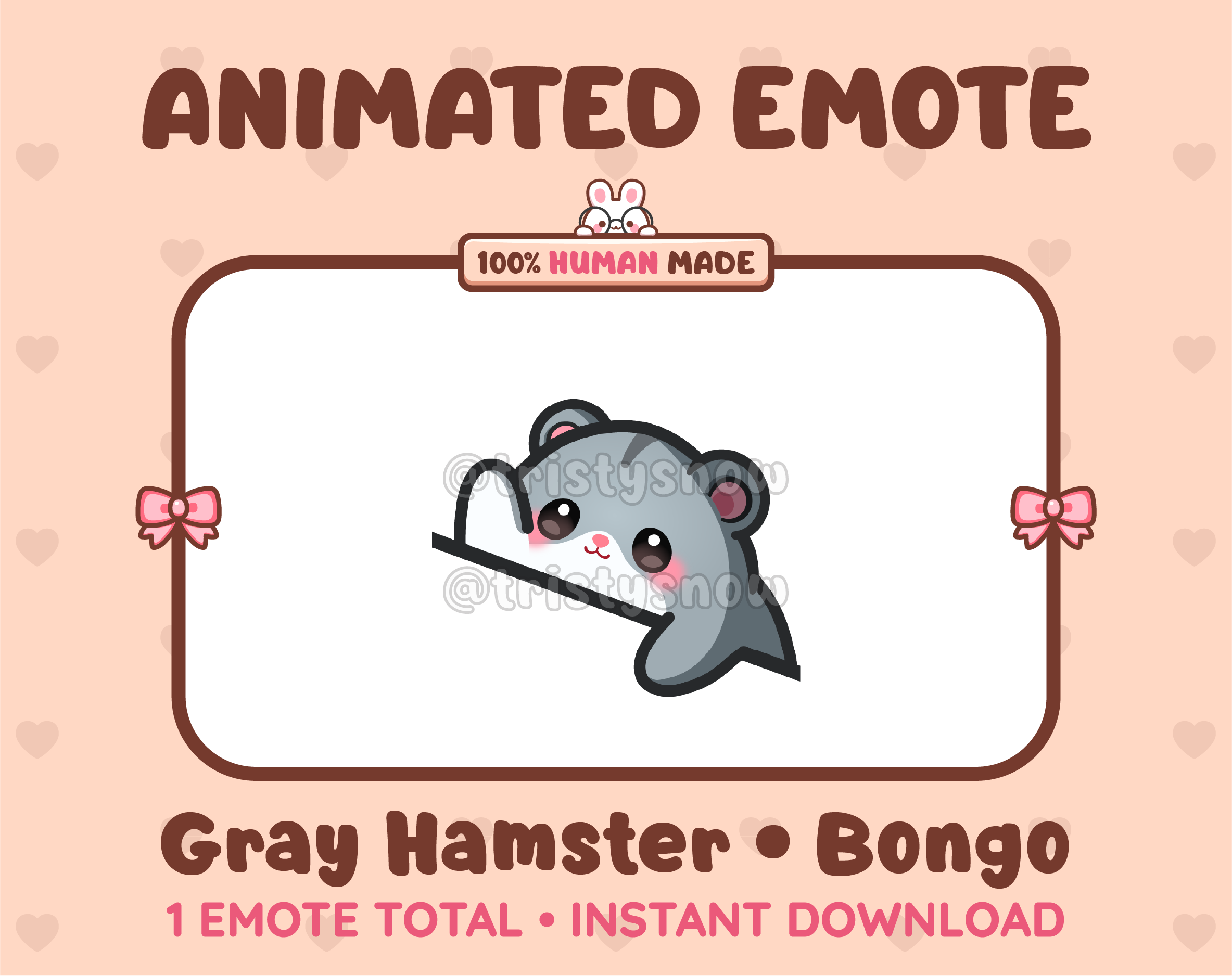 Gray Hamster emote preview displaying a cute gray hamster bongo emote.