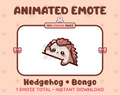 Hedgehog emote preview displaying a cute hedgehog bongo emote.