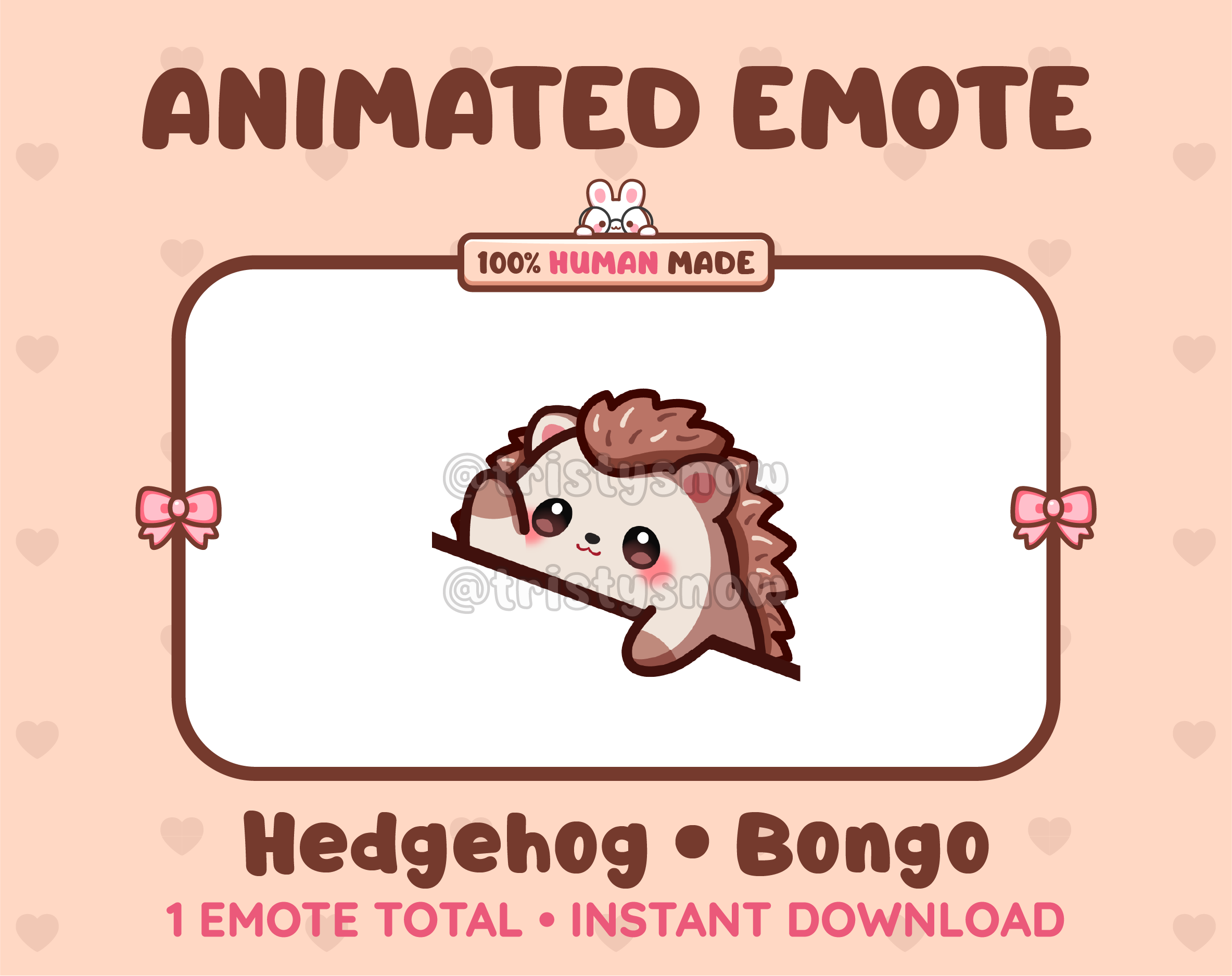 Hedgehog emote preview displaying a cute hedgehog bongo emote.