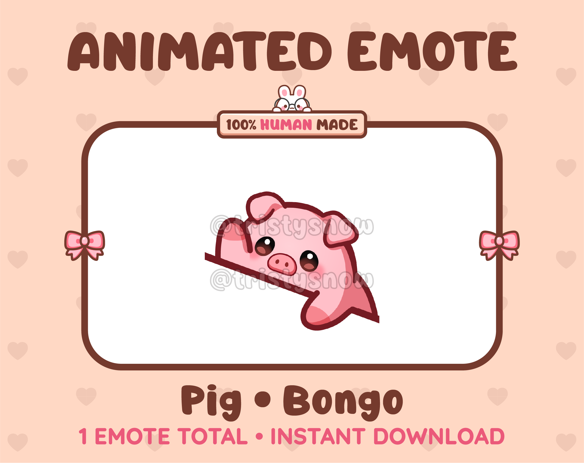 Pig emote preview displaying a cute pig bongo emote.