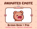 Brown Bear emote preview displaying a cute brown bear pop emote.