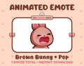 Brown Bunny emote preview displaying a cute brown bunny pop emote.