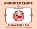 Brown Goat emote preview displaying a cute brown goat pop emote.
