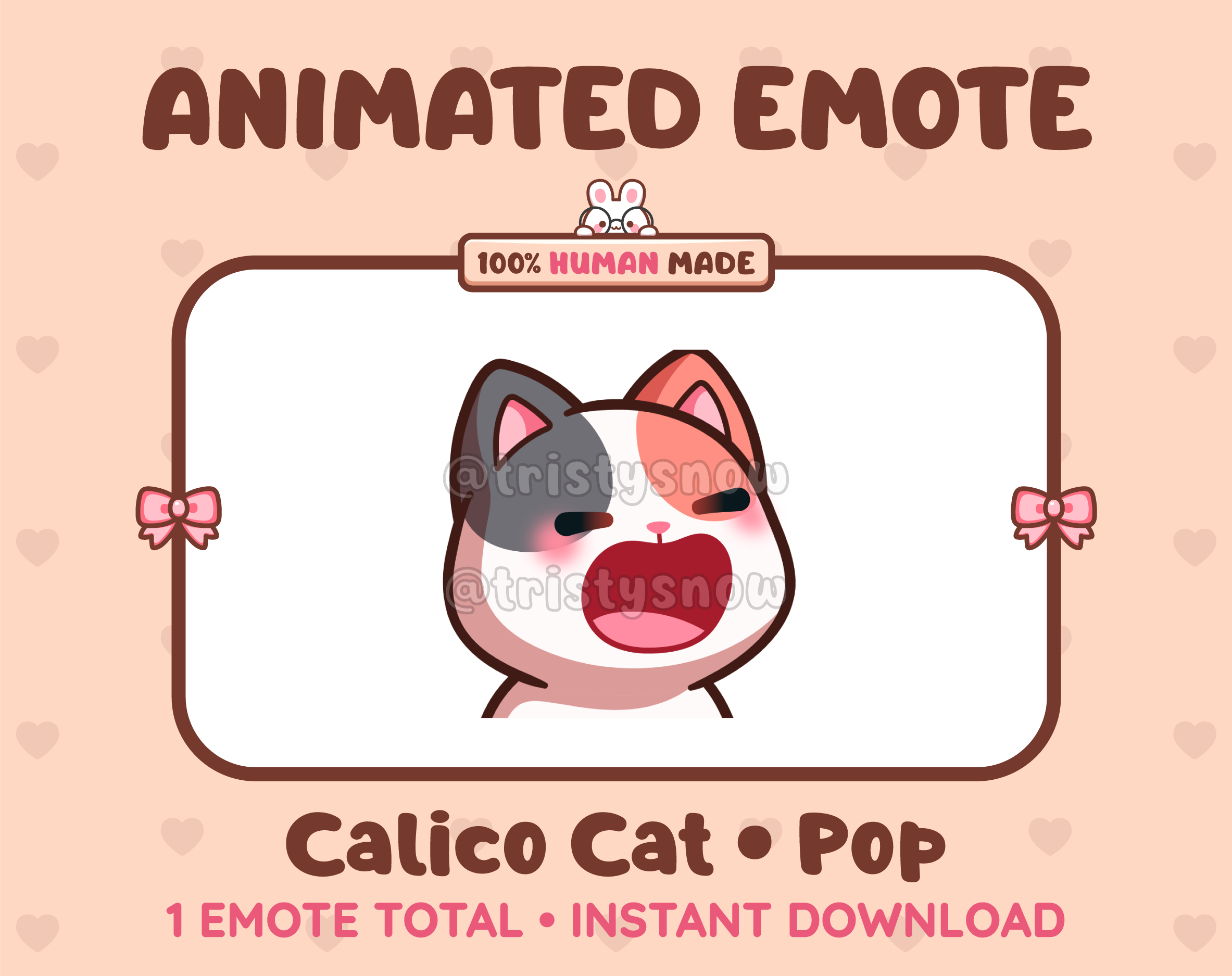 Calico Cat emote preview displaying a cute calico cat pop emote.