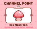 Red Mushroom Twitch channel point icon.