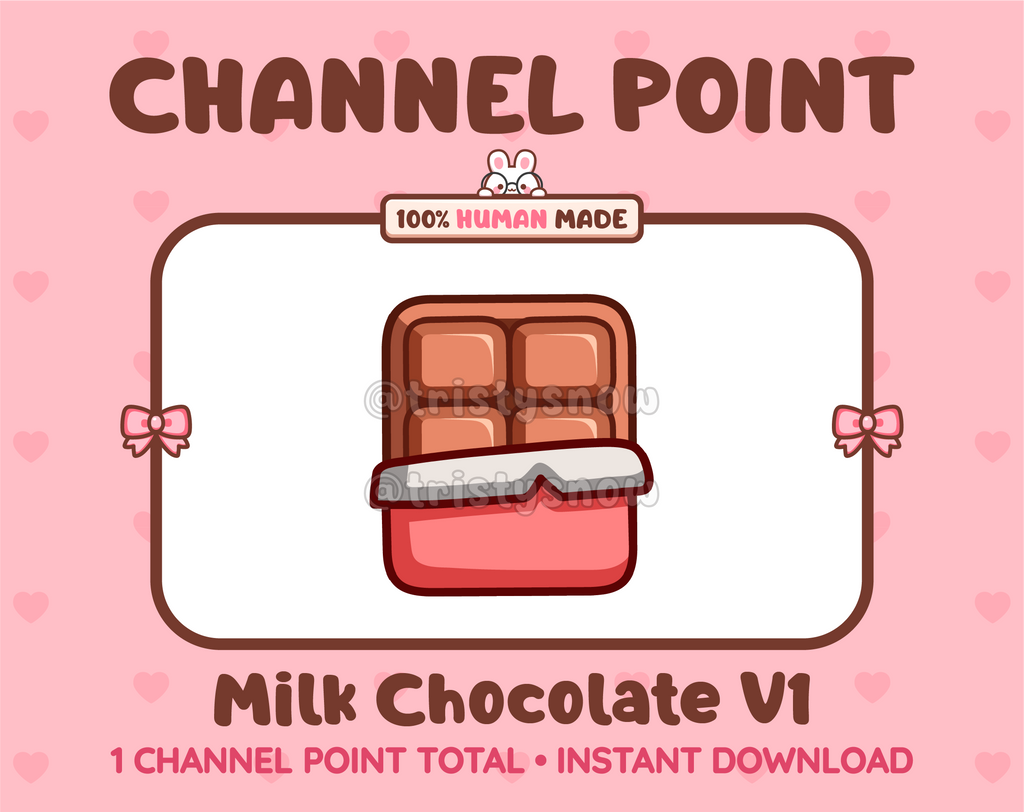 Milk Chocolate with wrapper Twitch channel point icon.