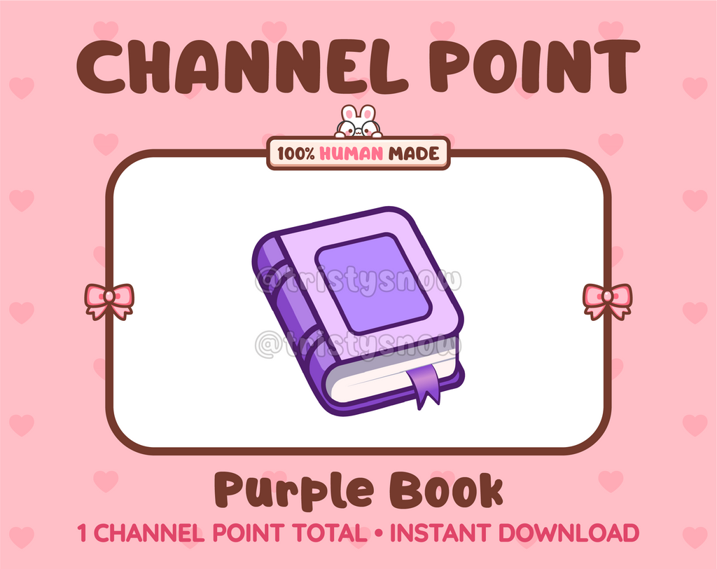 Purple Book Twitch channel point icon.
