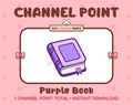 Purple Book Twitch channel point icon.