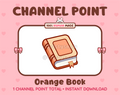 Orange Book Twitch channel point icon.