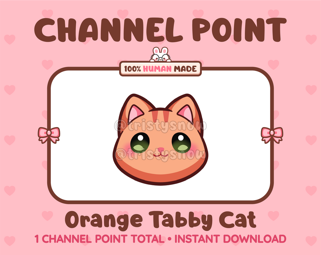 Cute orange tabby cat channel point icon with green eyes for Twitch.
