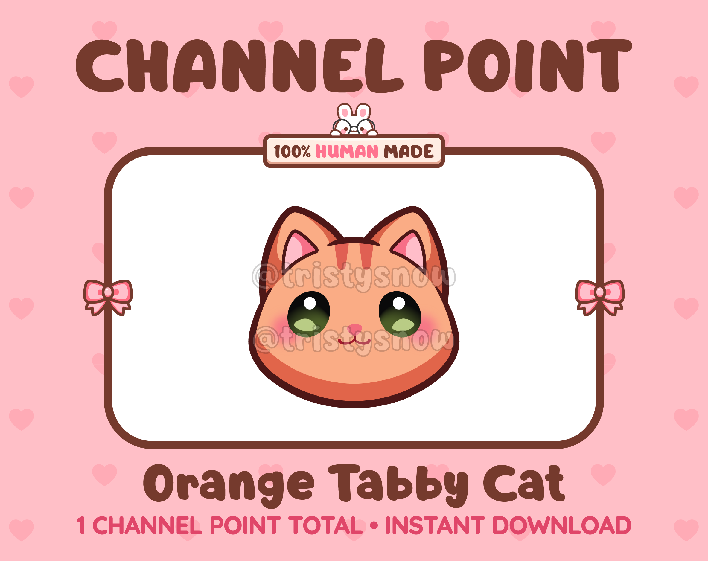 Cute orange tabby cat channel point icon with green eyes for Twitch.