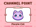 Cute purple cat channel point icon with blue eyes for Twitch.