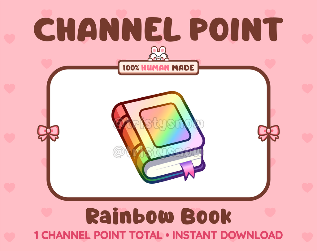 Rainbow Book Twitch channel point icon.